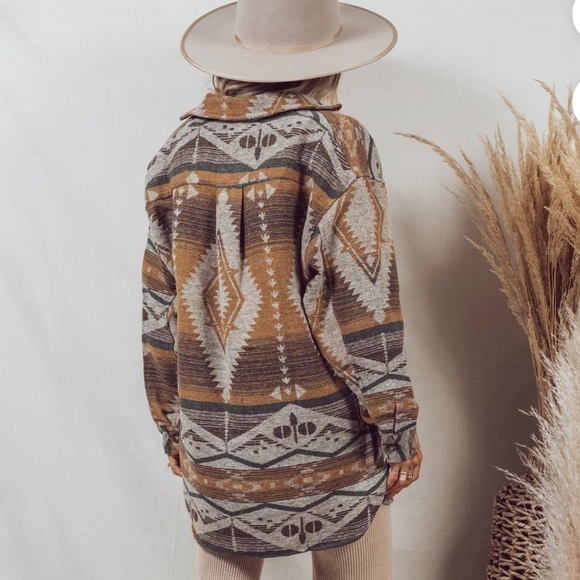 Aztec Collared Oversized Jacket - Picture 2 of 7